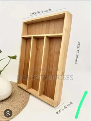 Fixed Five Slot Bamboo Cutlery Organizer