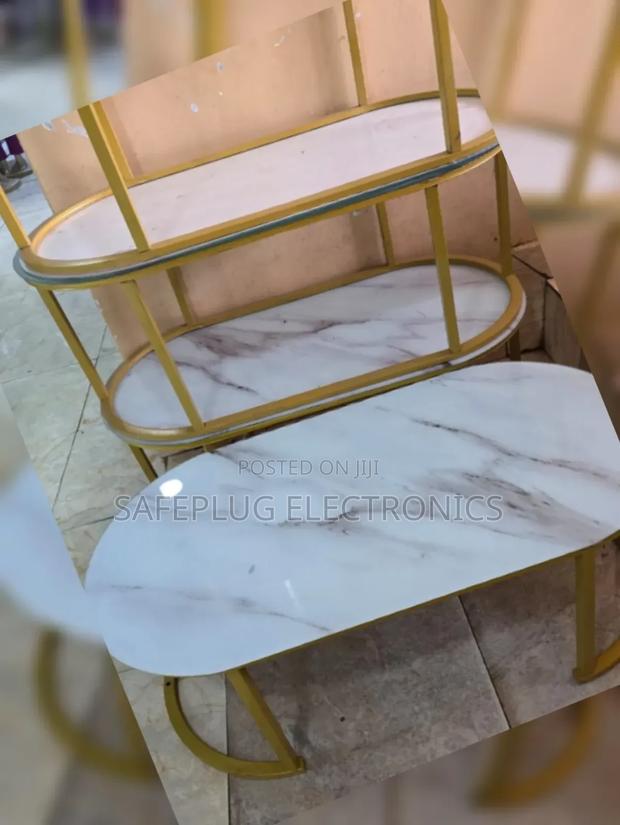 Oval Single Pieces Glass Effect Marble Table - main view