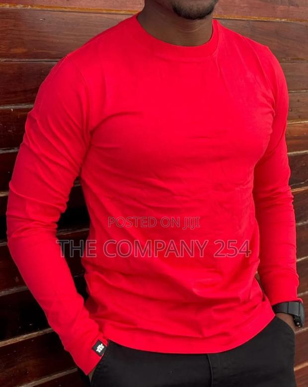 Quality Pain Cotton Round Neck Longsleeved Men Casual T Shirt