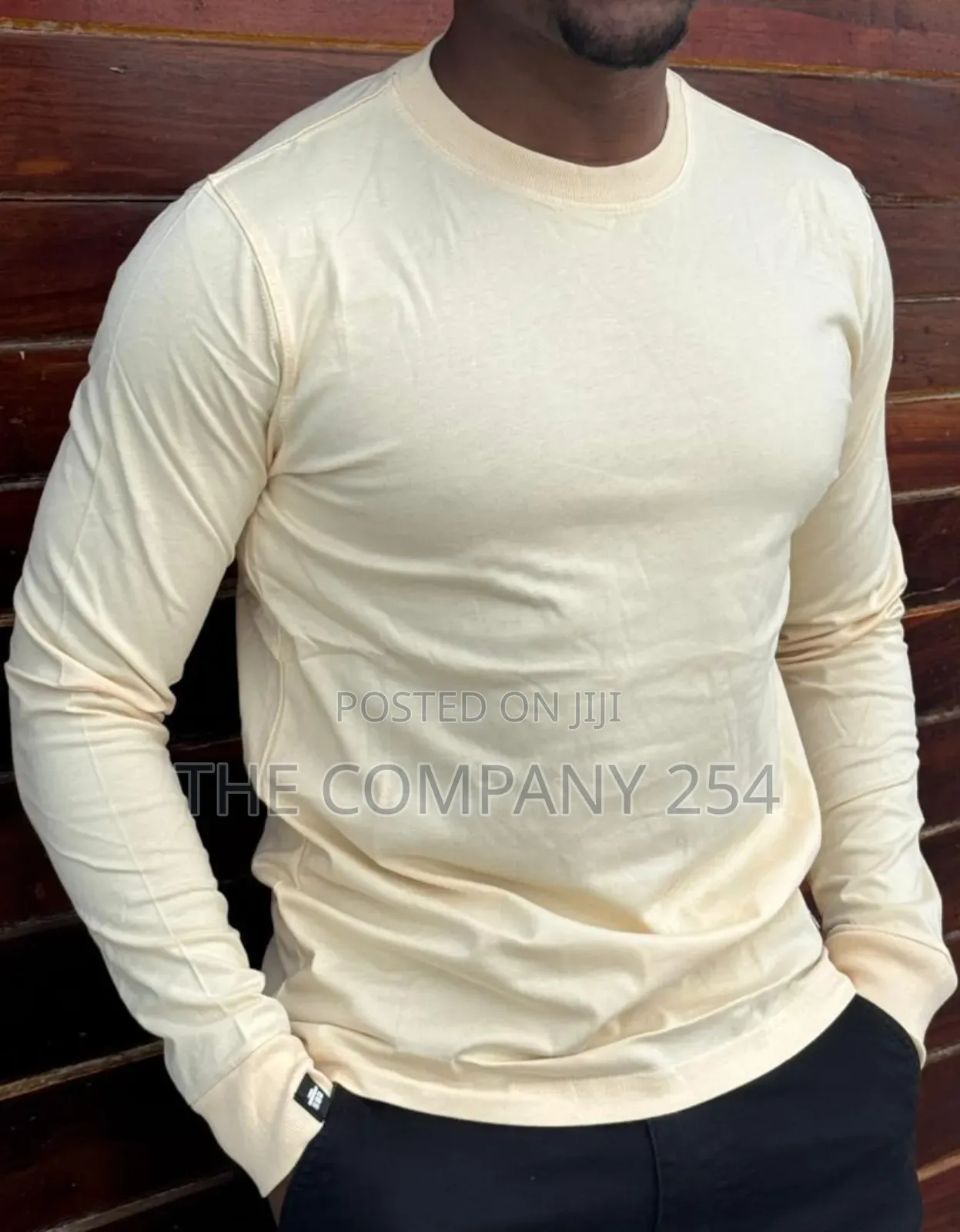 Quality Pain Cotton Round Neck Longsleeved Men Casual T Shirt