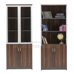 Office Cabinet: 2-Door Half Glass Advanced Wooden Filling Cabinet