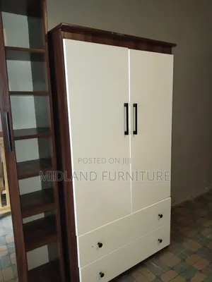 Brown and White Wardrobe Cabinet