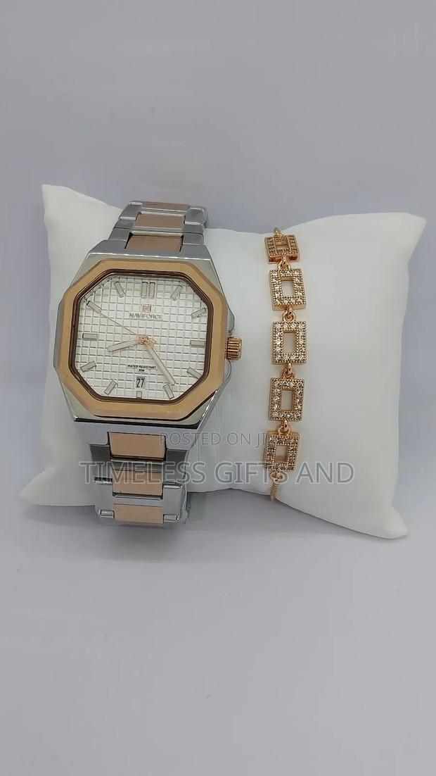 Naviforce 2tone Ladies Watch and Bracelet Gift Set