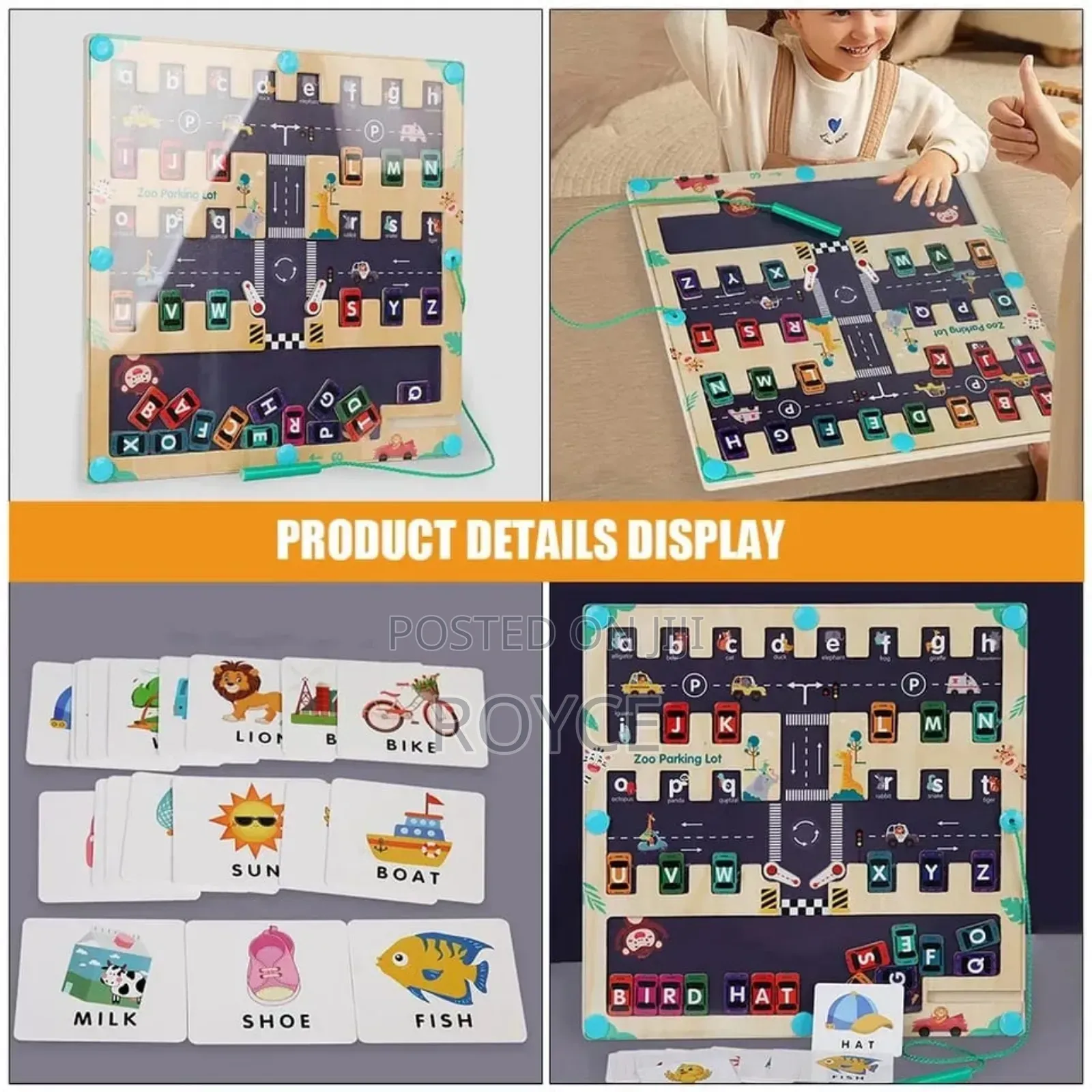 Magnetic Wooden Alphabet Zoo Parking Lot Toy