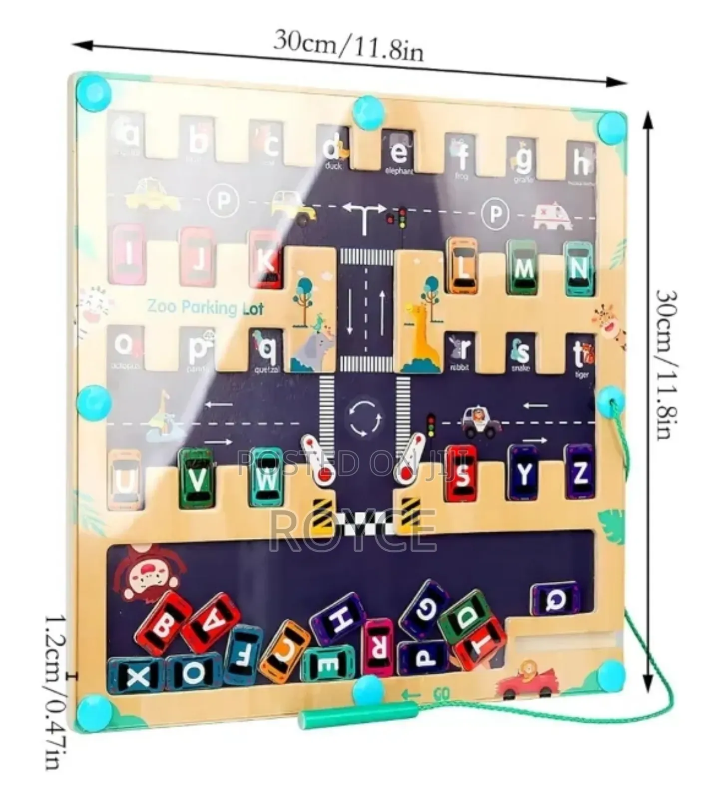 Magnetic Wooden Alphabet Zoo Parking Lot Toy