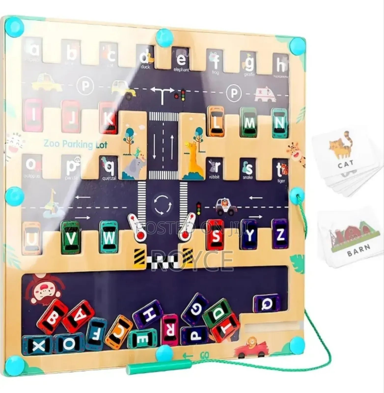 Magnetic Wooden Alphabet Zoo Parking Lot Toy