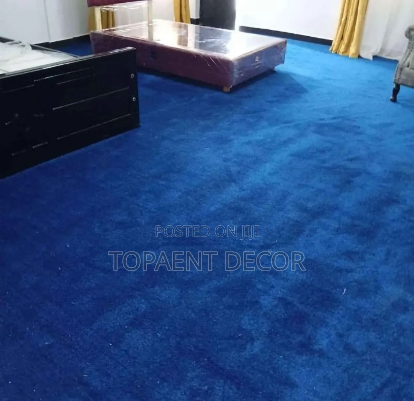 Living Room Blue Warm and Fluffy Wall to Wall Carpets