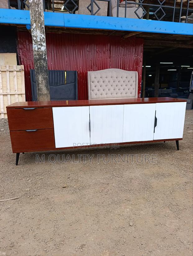 Brown and Whit Sleek and Modern Tv Stand