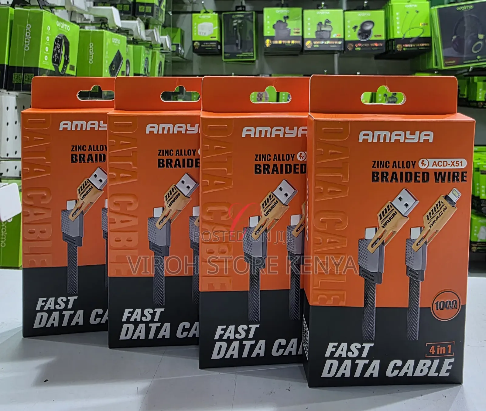 Amaya 4 in 1 Fast Data Cable Acdx51 Zinc Alloy 1m Cable