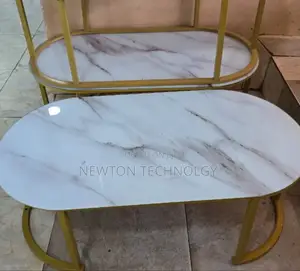 Oval Single Pieces Glass Effect Marble Table