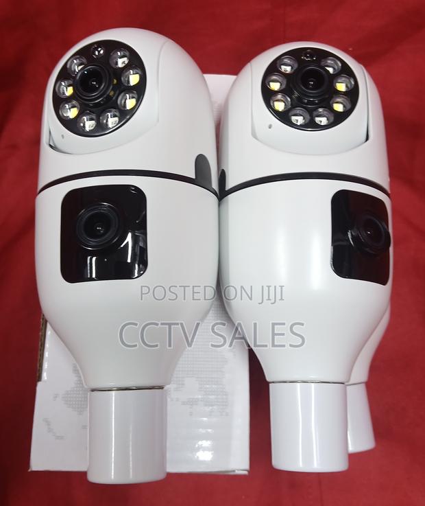 Ip67 Weatherproof Dual Lens Bulb CCTV Camera With Audio