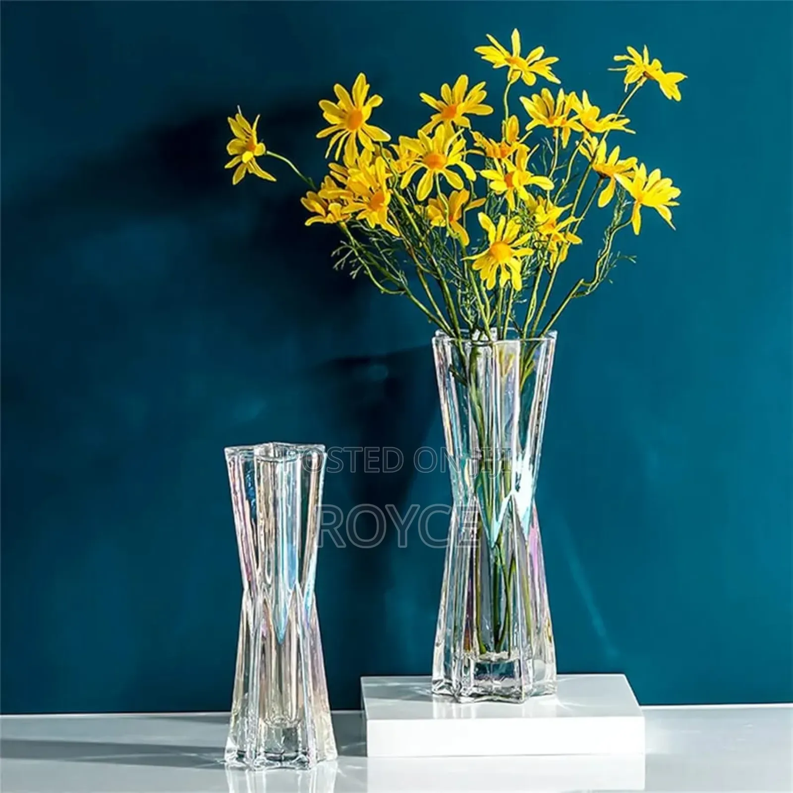 Heavy Glass Star Flower Vase