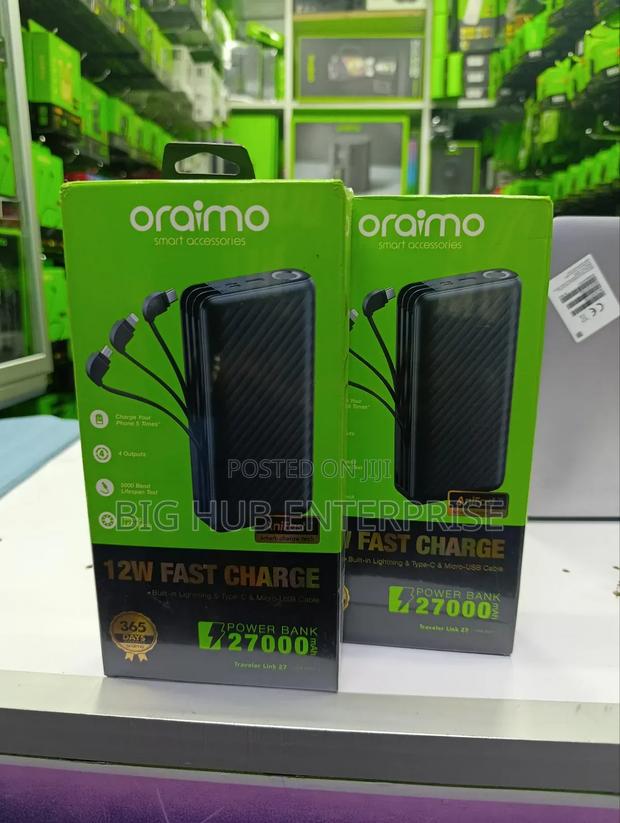 Oraimo 27000mah 
Traveler Link 27
 Powerbank With Cables