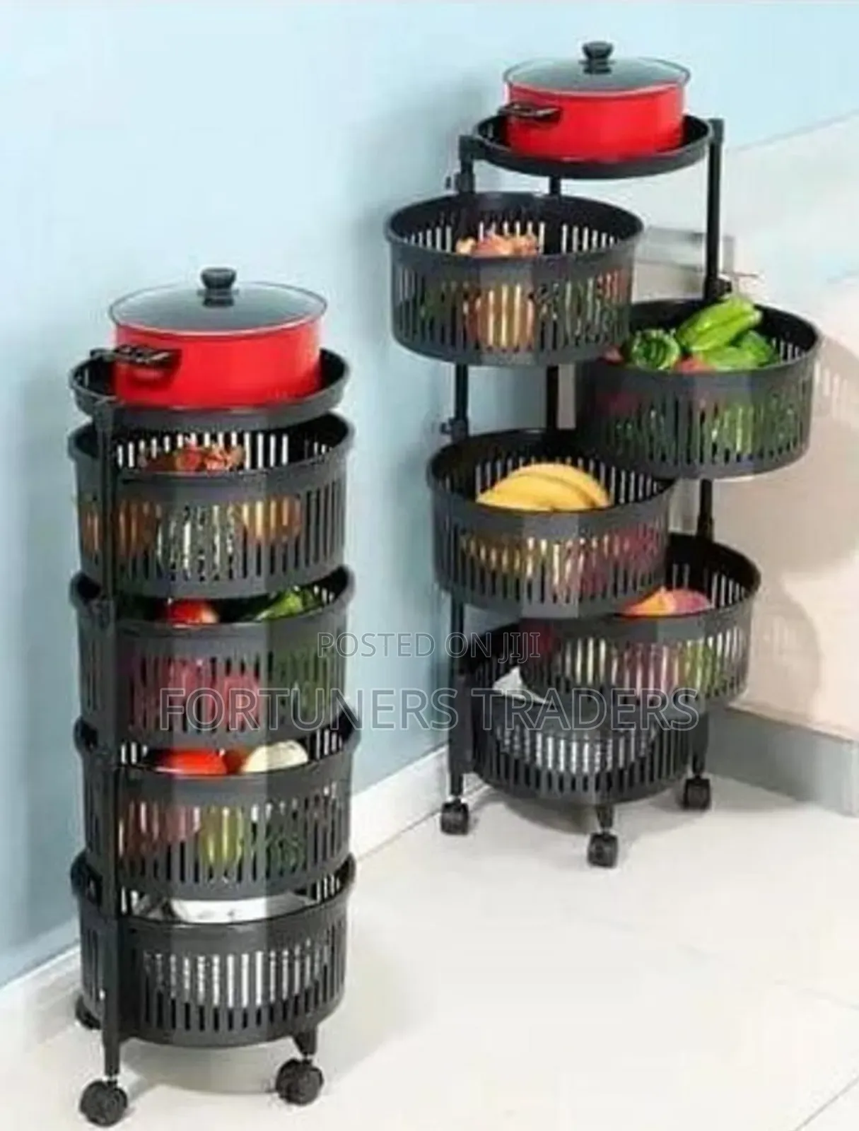 The 4-Tier Fruit Vegetable Corner Rack With Wheels