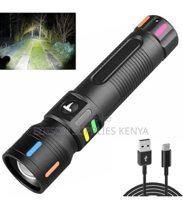 Zoom Torch Led Tactical Flashlight Rechargeable Zoomable Flash Lights - thumbnail 6