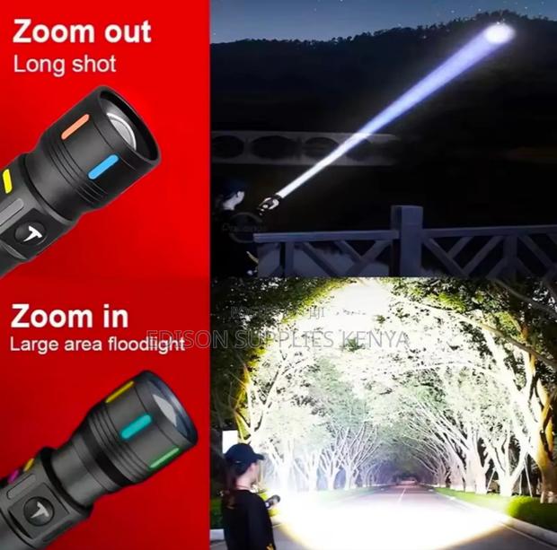 Zoom Torch Led Tactical Flashlight Rechargeable Zoomable Flash Lights - thumbnail 4
