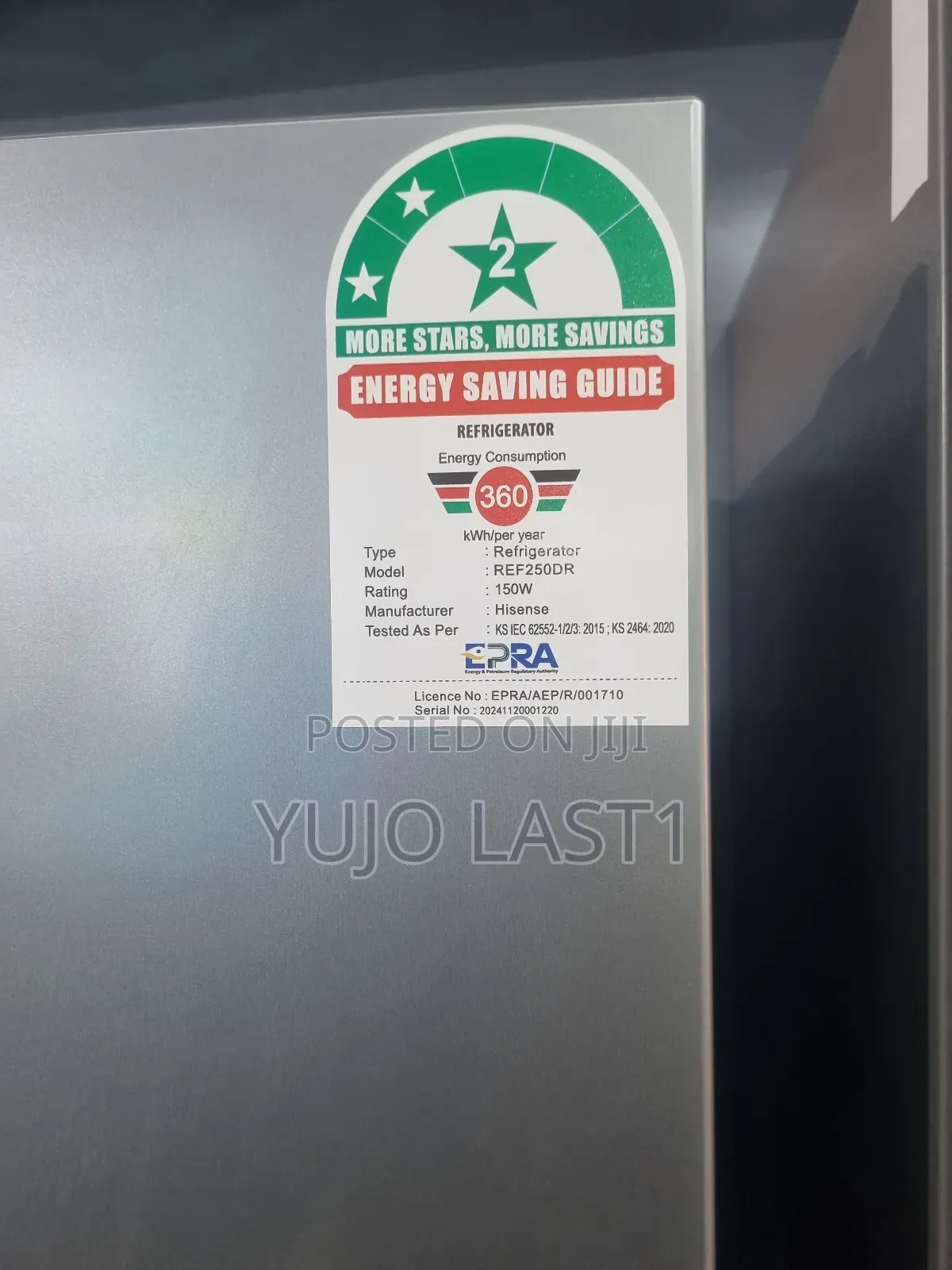 Hisense Ref250dr 251litres Double Door No Frost Fridge