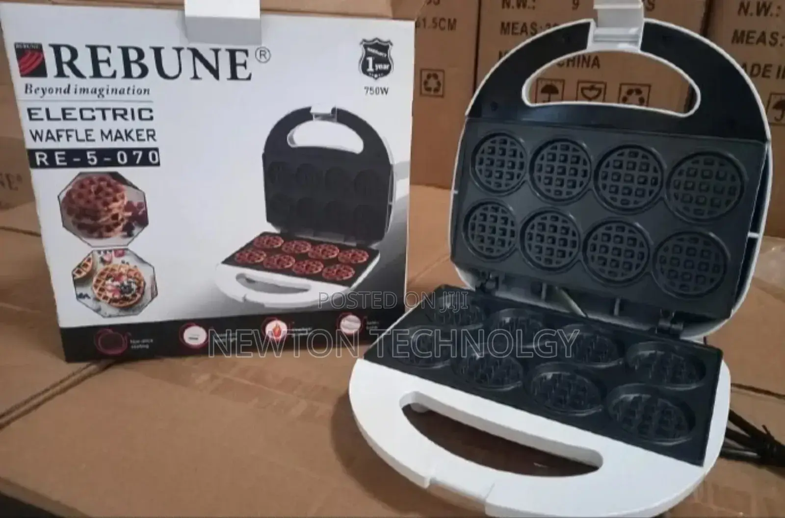Rebune Electric Round Shape Waffle Maker