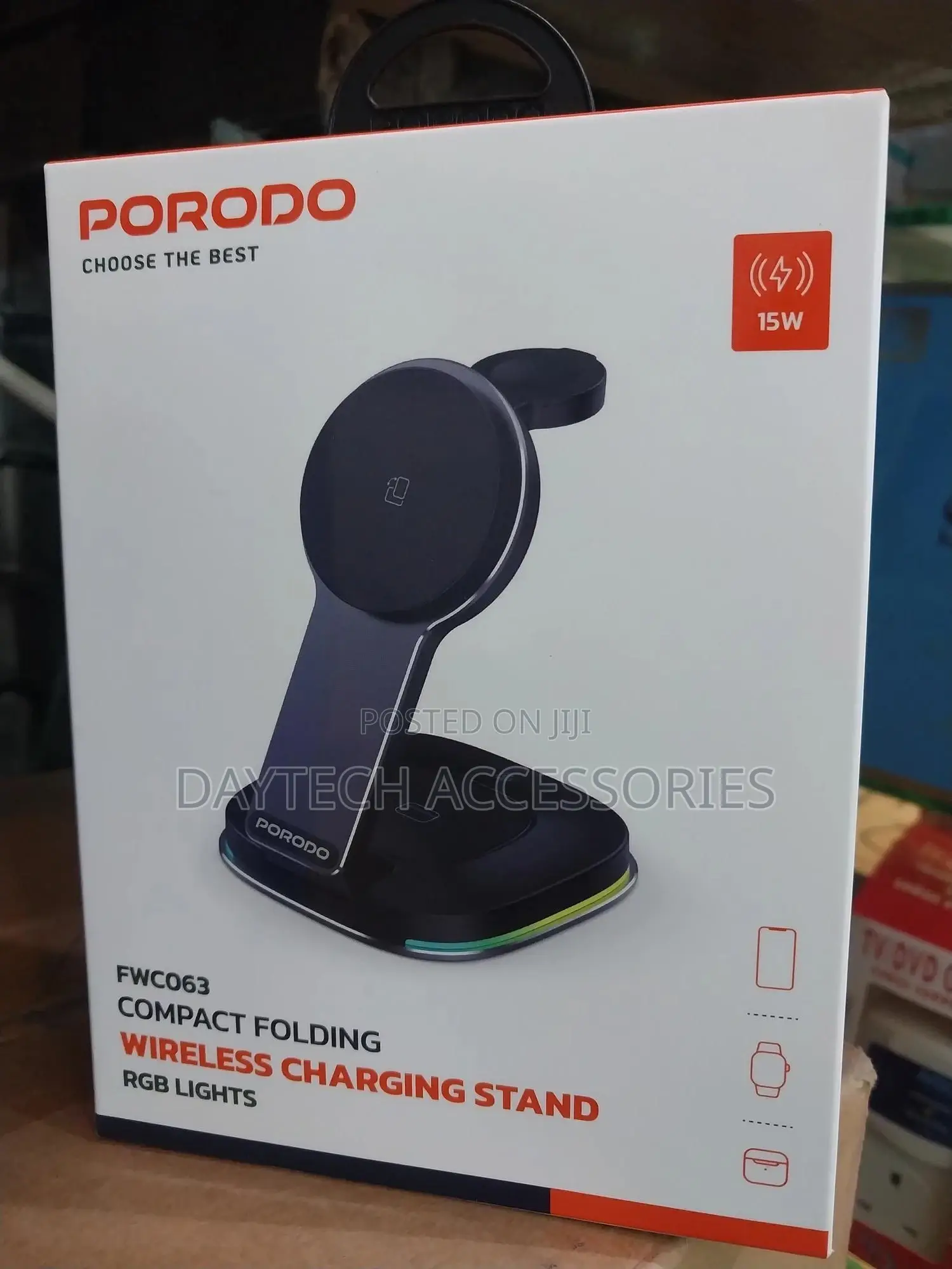 Porodo Compact Folding Wireles Charging Stand With 15w Wireless Output