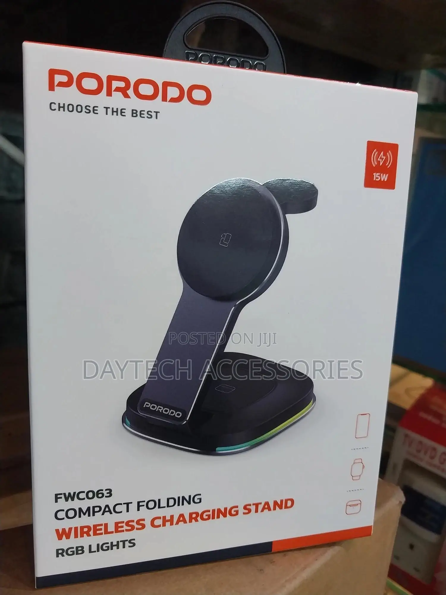 Porodo Compact Folding Wireles Charging Stand With 15w Wireless Output