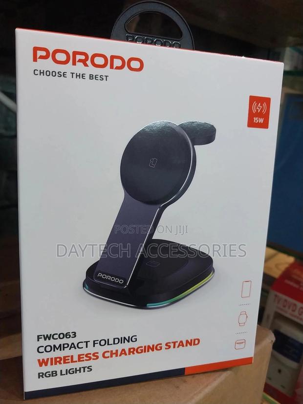 Porodo Compact Folding Wireles Charging Stand With 15w Wireless Output - thumbnail 2