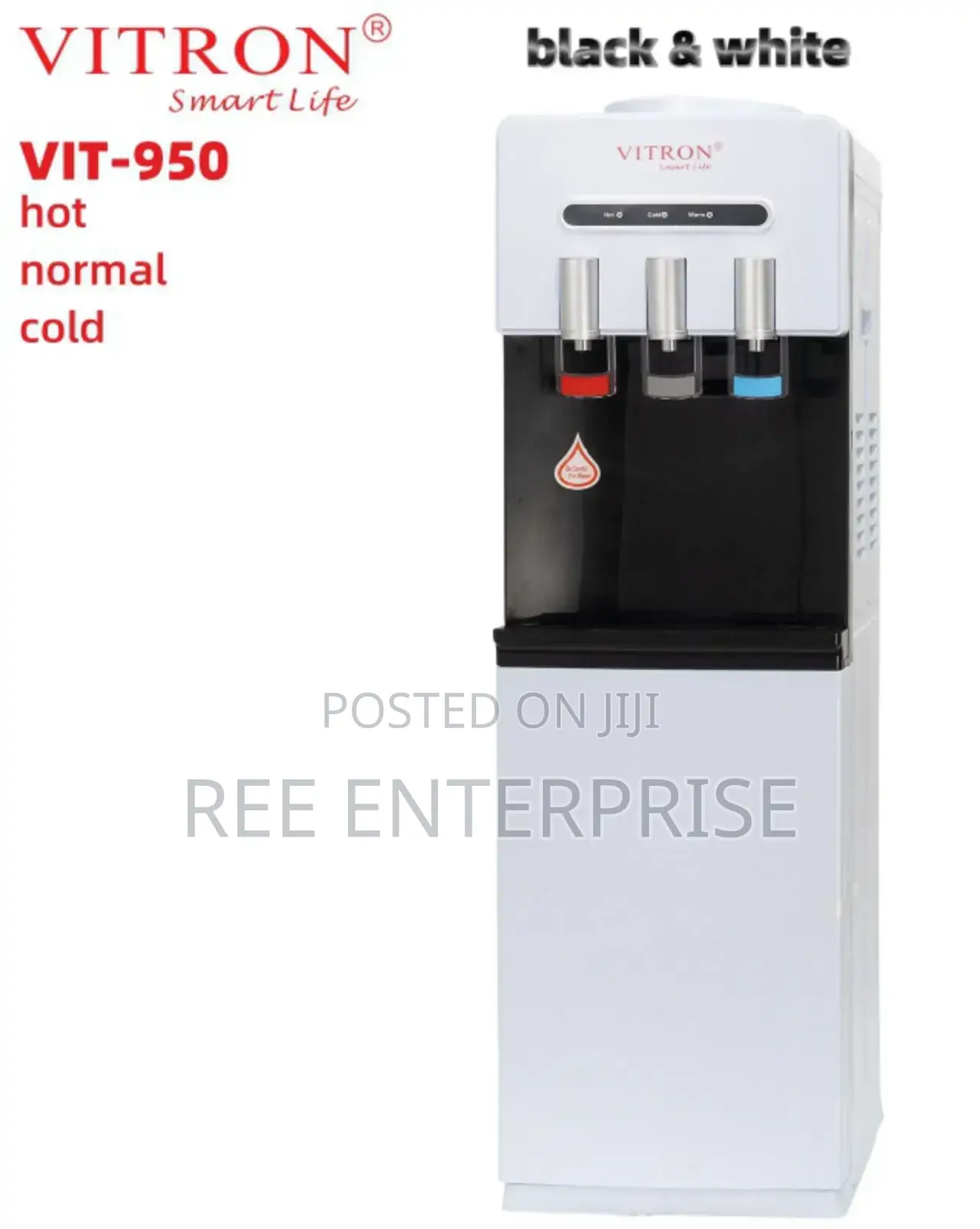 Black and White Vitron Dispenser Hot , Normal and Cold Dispenser