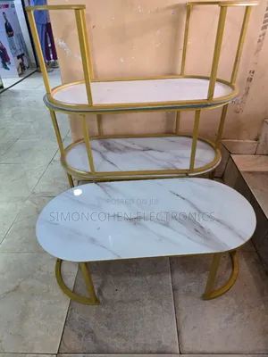 Oval Single Pieces Glass Effect Marble Table