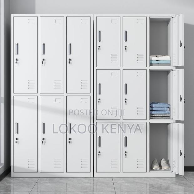 Office Cabinet : 9- Locker Alloy White Stainless Cabinet