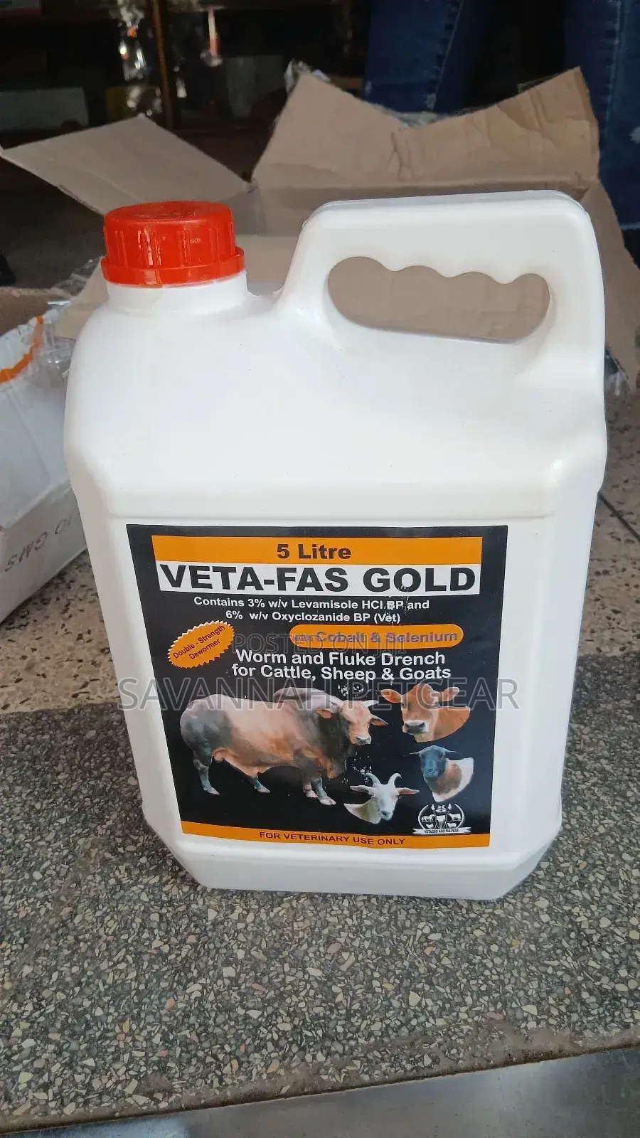 Veta-Fas Gold, a Veterinary Drench for Livestock - 5 Litres