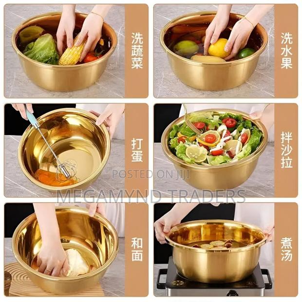 Golden Stainless Steel Bowl 32cm /Multipurpose Bowl 32cm - thumbnail 5
