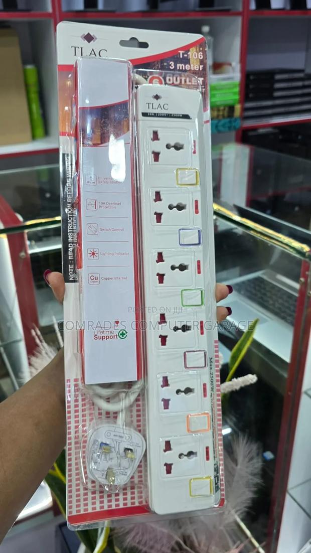Tlac 6-Way Power Extension Cable With Surge Protection.