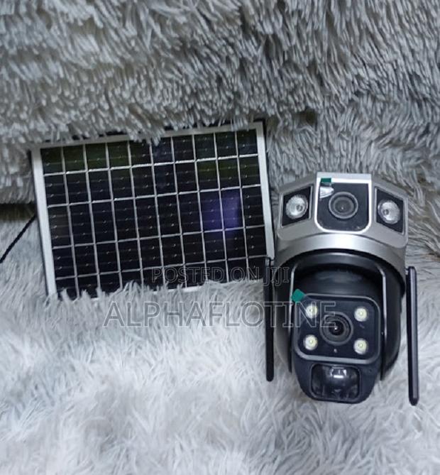 Wi-Fi Solar Powered CCTV Camera With Double Lens- Use V380 Pro App