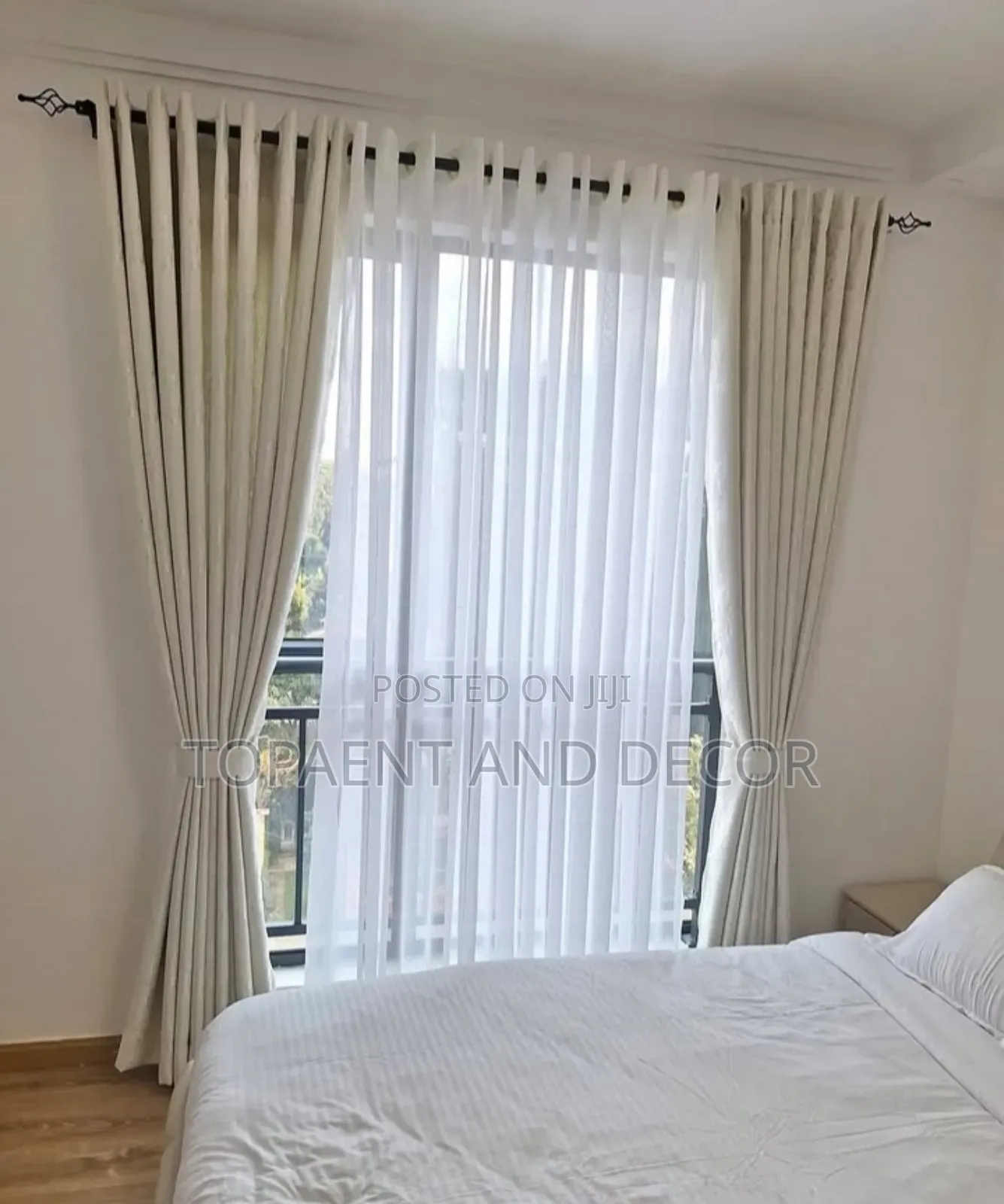 Heavy Duty Beige Double Layer Home Curtains