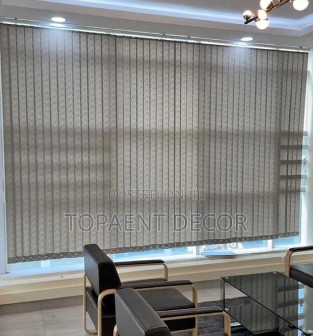 Light Grey All Windows Operational Vertical Office Blinds - main view