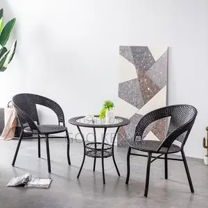 Outdoor Set; Elegant 3-Piece Outdoor Rattan Patio Set