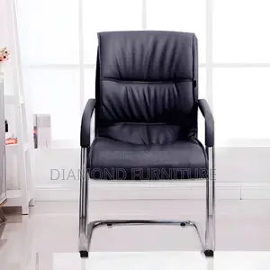 Office Chair; Black Leather Office Chair With Stitch Detailing