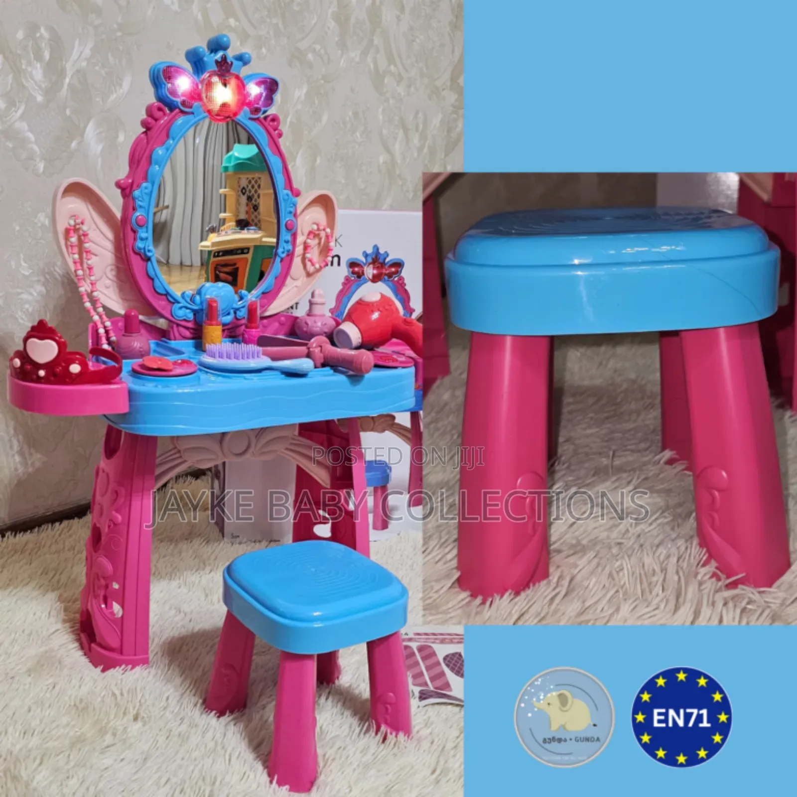 Kids Vanity Makeup Table Stool Play Set