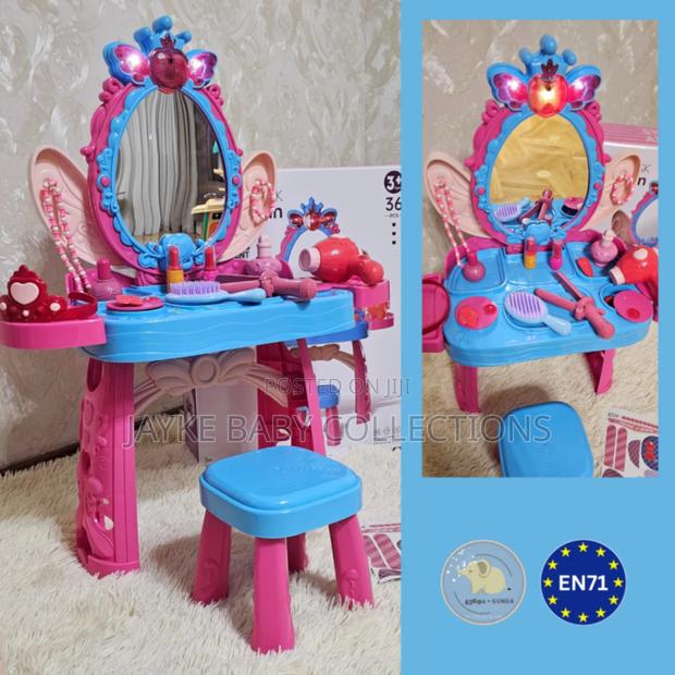 Kids Vanity Makeup Table Stool Play Set - main view