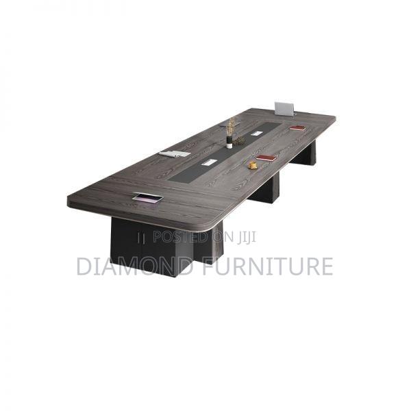 Office Table; Rustic Oak Conference Table With Industrial Style Frame - thumbnail 2