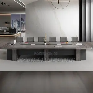 Office Table; Rustic Oak Conference Table With Industrial Style Frame