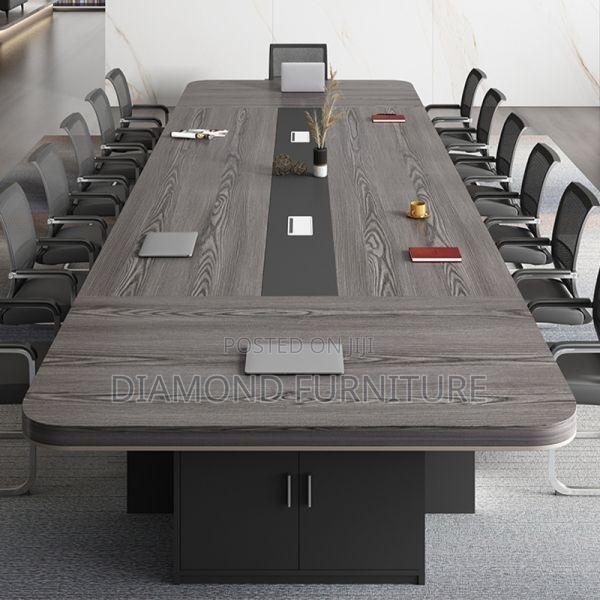 Office Table; Rustic Oak Conference Table With Industrial Style Frame - thumbnail 5