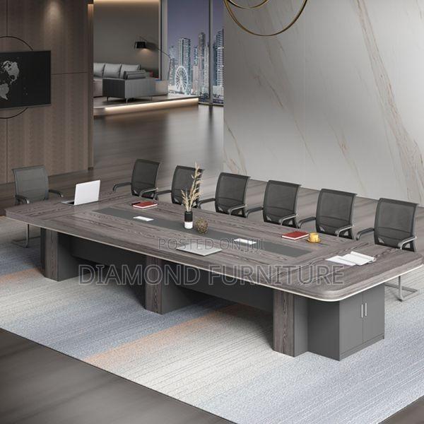 Office Table; Rustic Oak Conference Table With Industrial Style Frame - thumbnail 6