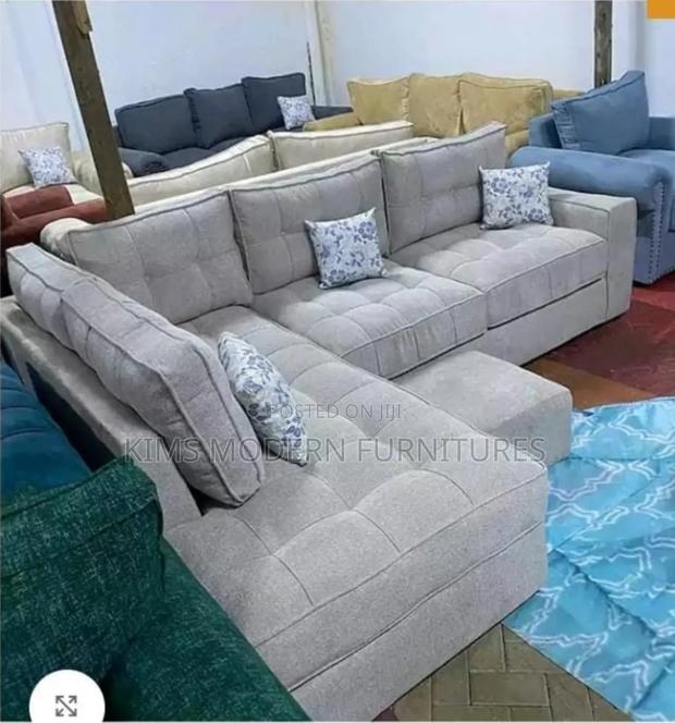 6 Seater Sofa Buble Fabric With Springs Cushions - main view