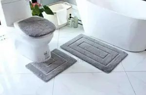 Grey Flocking Toilet Mats
