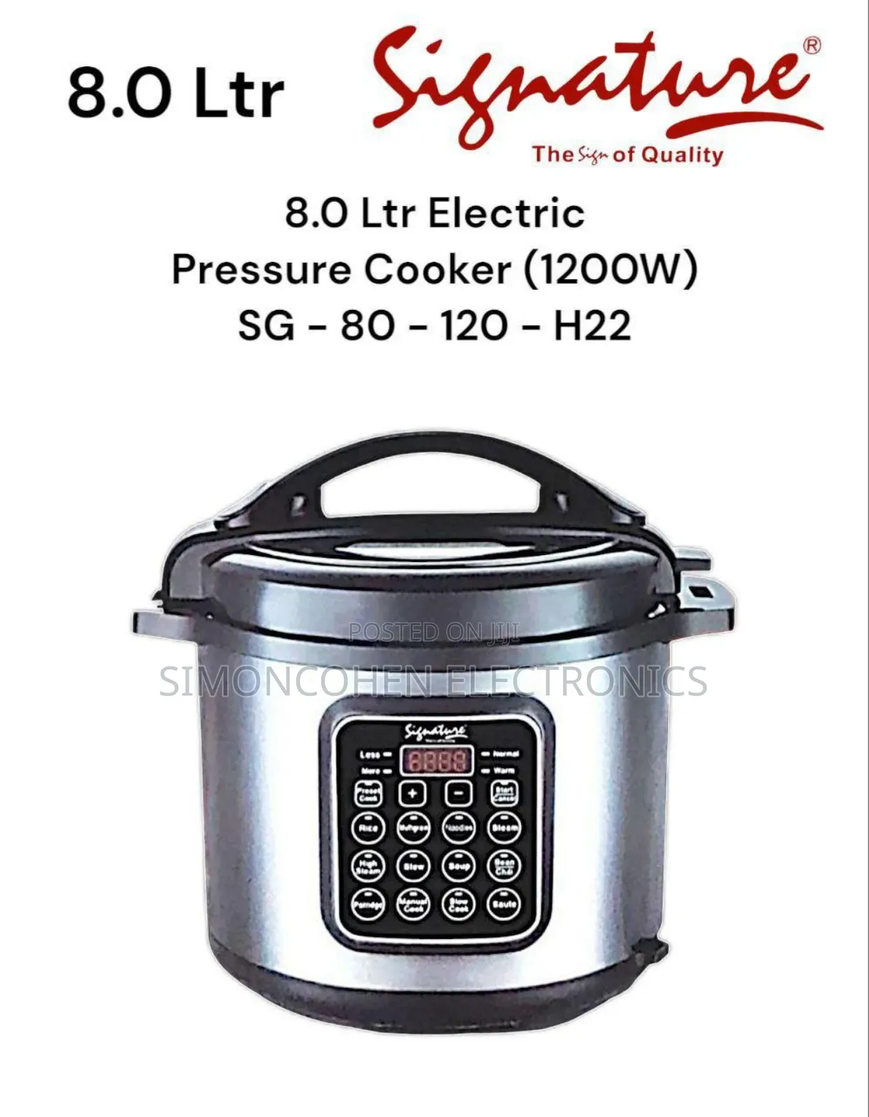 Signature 8l Electric Pressure Cooker