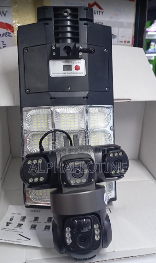V380 Pro 4g 3-Lens Floodlight Solar PTZ Camera–24/7 Smart Surveillance