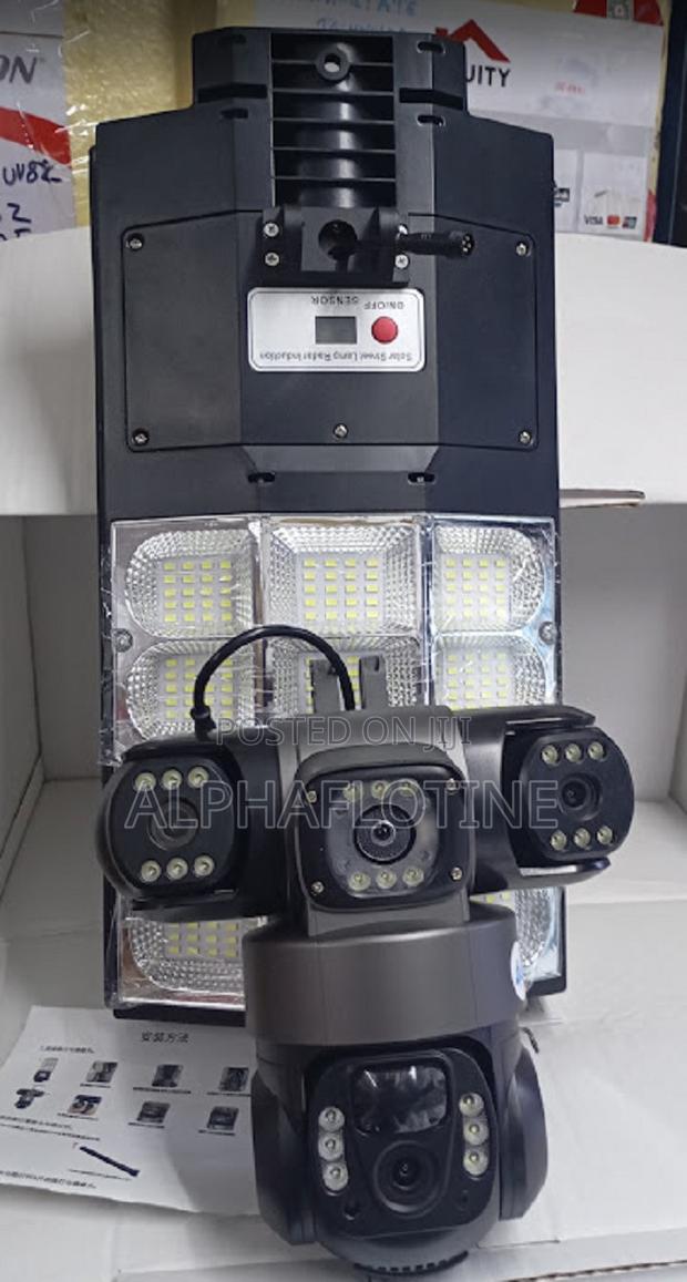 2 in 1 Triple Lens Solar CCTV Camera and Floodlight - main view