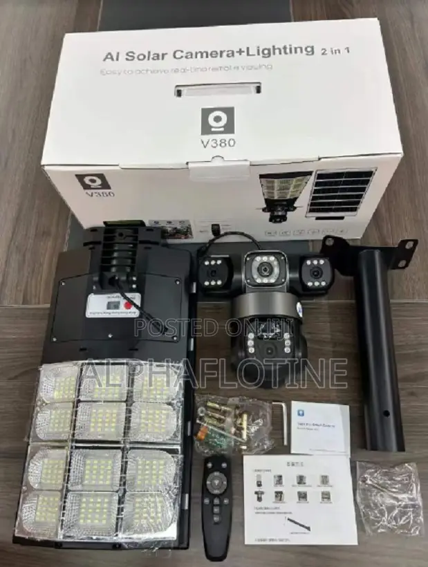 4g Triple Lens Floodlight Solar PTZ Camera V380 Pro