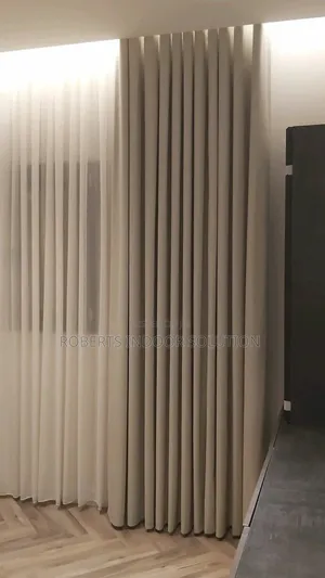 Beige Blackout Curtains Provide an Immersive Cinematic Experience