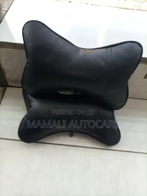 Car Headrest Pillow Black Plain 2 PCS Set Universal Comfort